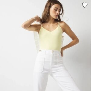 WHBM Forme All Ways Stretch V-Neck Cami Yellow SZ M